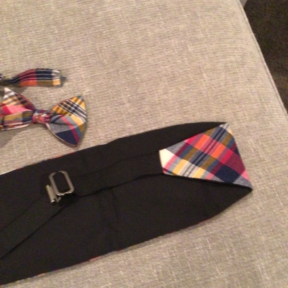 Cummerbund & Bow tie plaid Multi-Color Bow Tie and Cummerbund prom homecoming